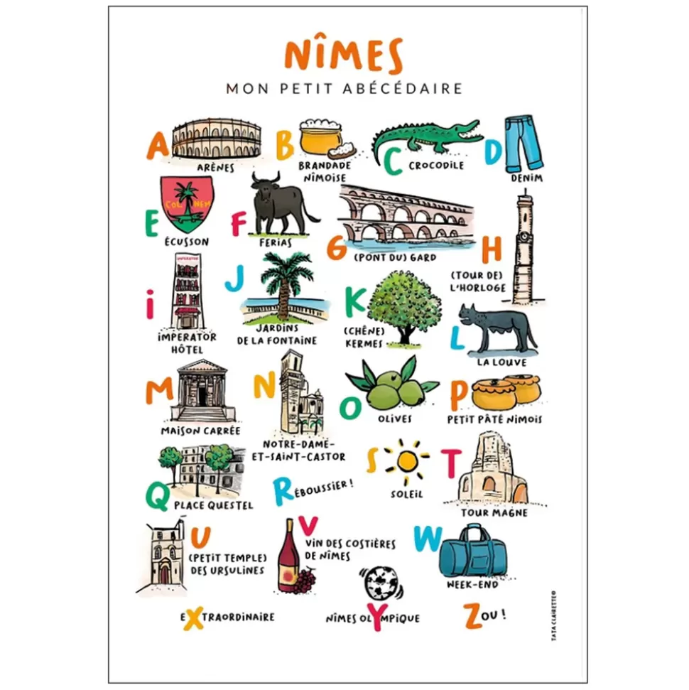 Tata Clairette Décoration>Affiche Abécédaire Nîmes - 70 x 50 cm