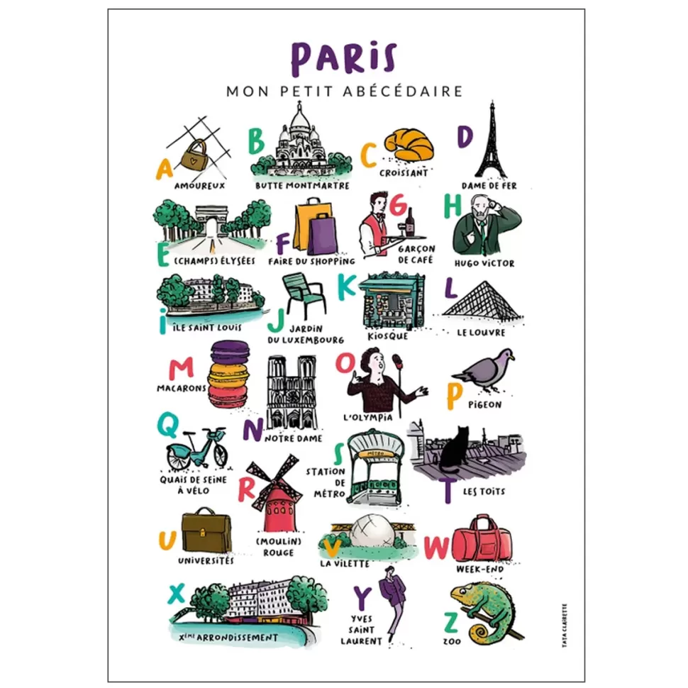 Tata Clairette Décoration>Affiche Abécédaire Paris - 40 x 30 cm