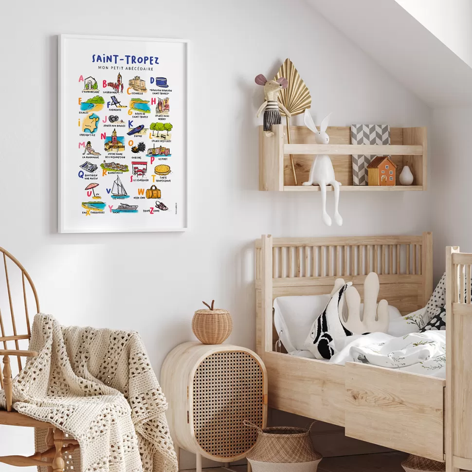 Tata Clairette Décoration>Affiche Abécédaire Saint-Tropez - 40 x 30 cm