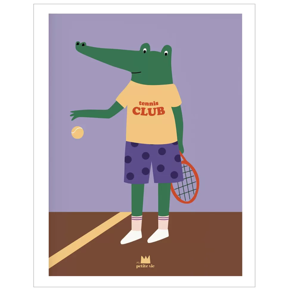 Ma petite vie Décoration>Affiche Crocodile Tennis - 40 x 30 cm