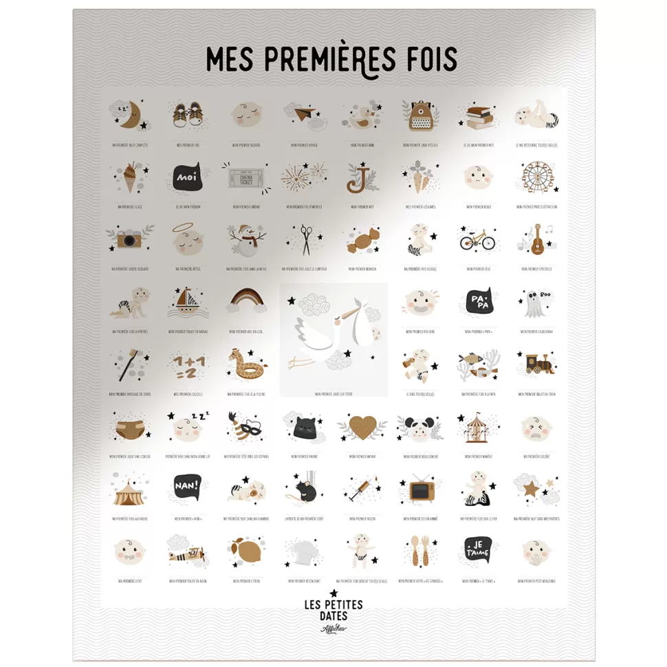 Les Petites Dates Décoration>Affiche Mes Premières Fois Papa et Papa Peaux Claires - 50 x 40 cm