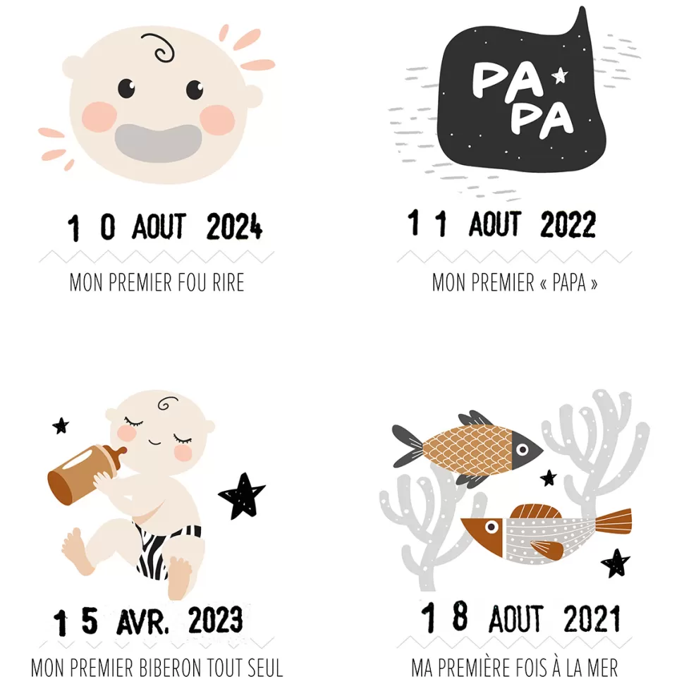 Les Petites Dates Décoration>Affiche Mes Premières Fois Papa et Papa Peaux Claires - 50 x 40 cm