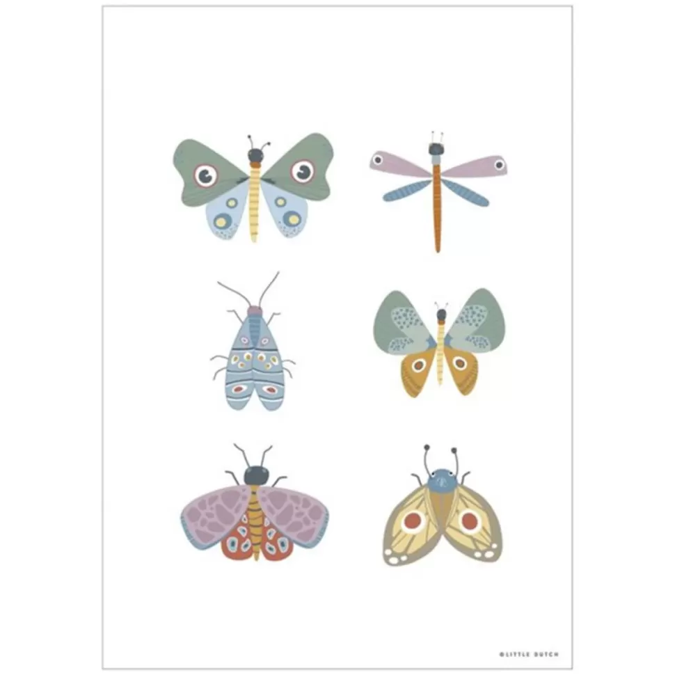 Little Dutch Décoration>Affiche Réversible Wild Flowers Butterfly - 42 x 29,7 cm