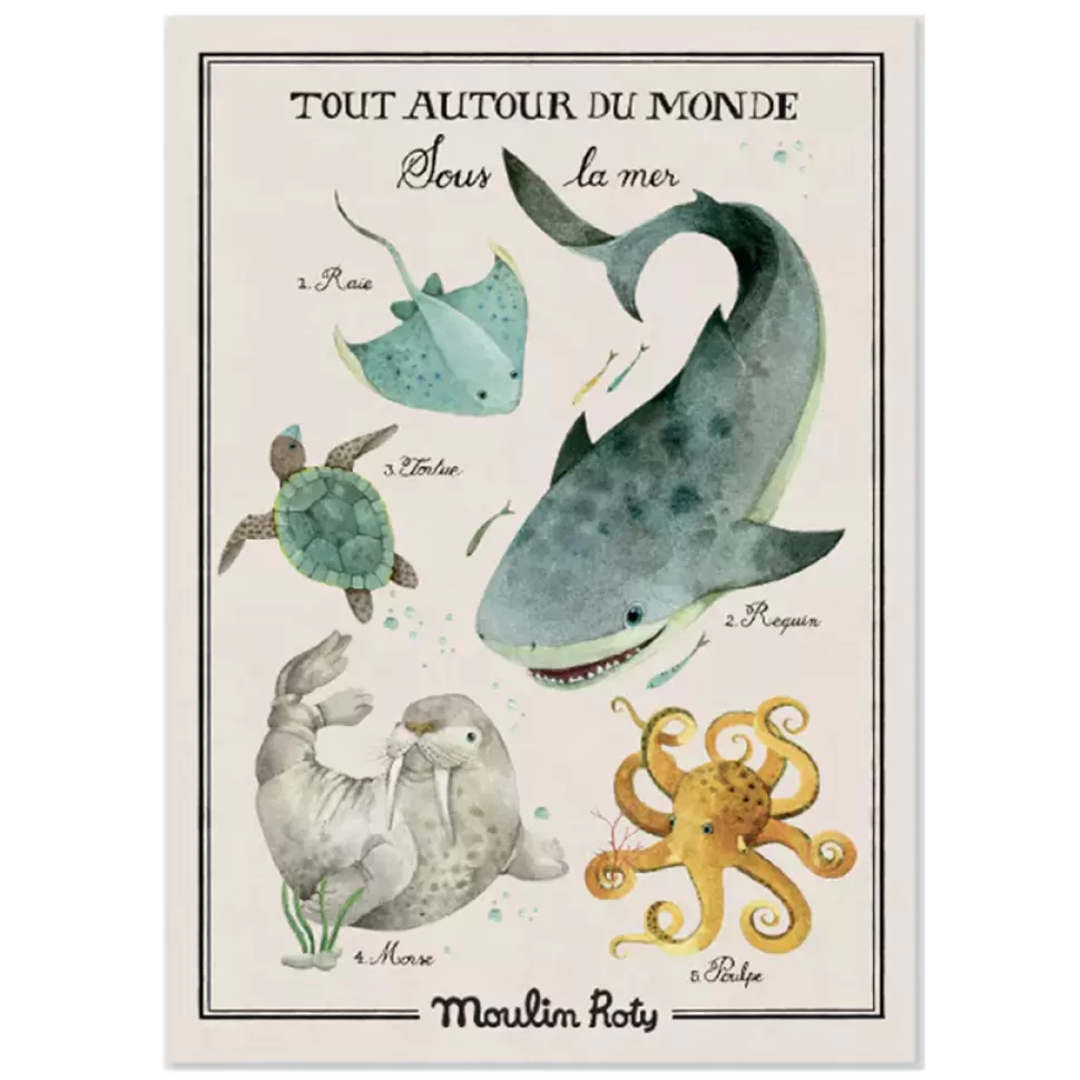 Moulin Roty Décoration>Affiche Sous la Mer Tout Autour du Monde - 70 x 50 cm