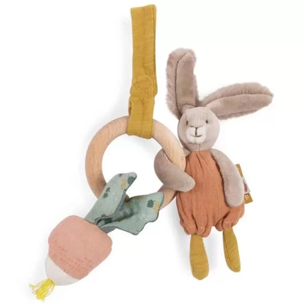 Moulin Roty Arche>Anneau Hochet Bois Lapin - Trois Petits Lapins
