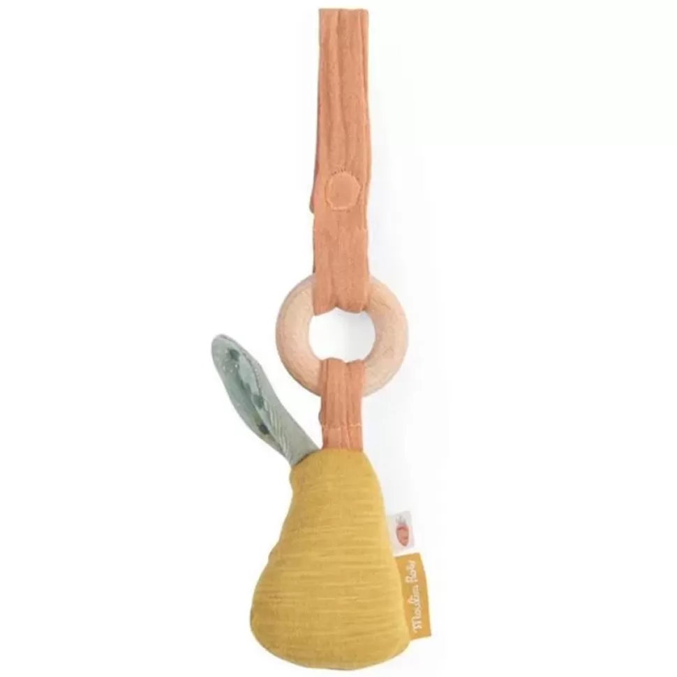 Moulin Roty Arche>Anneau Hochet Bois Poire - Trois Petits Lapins