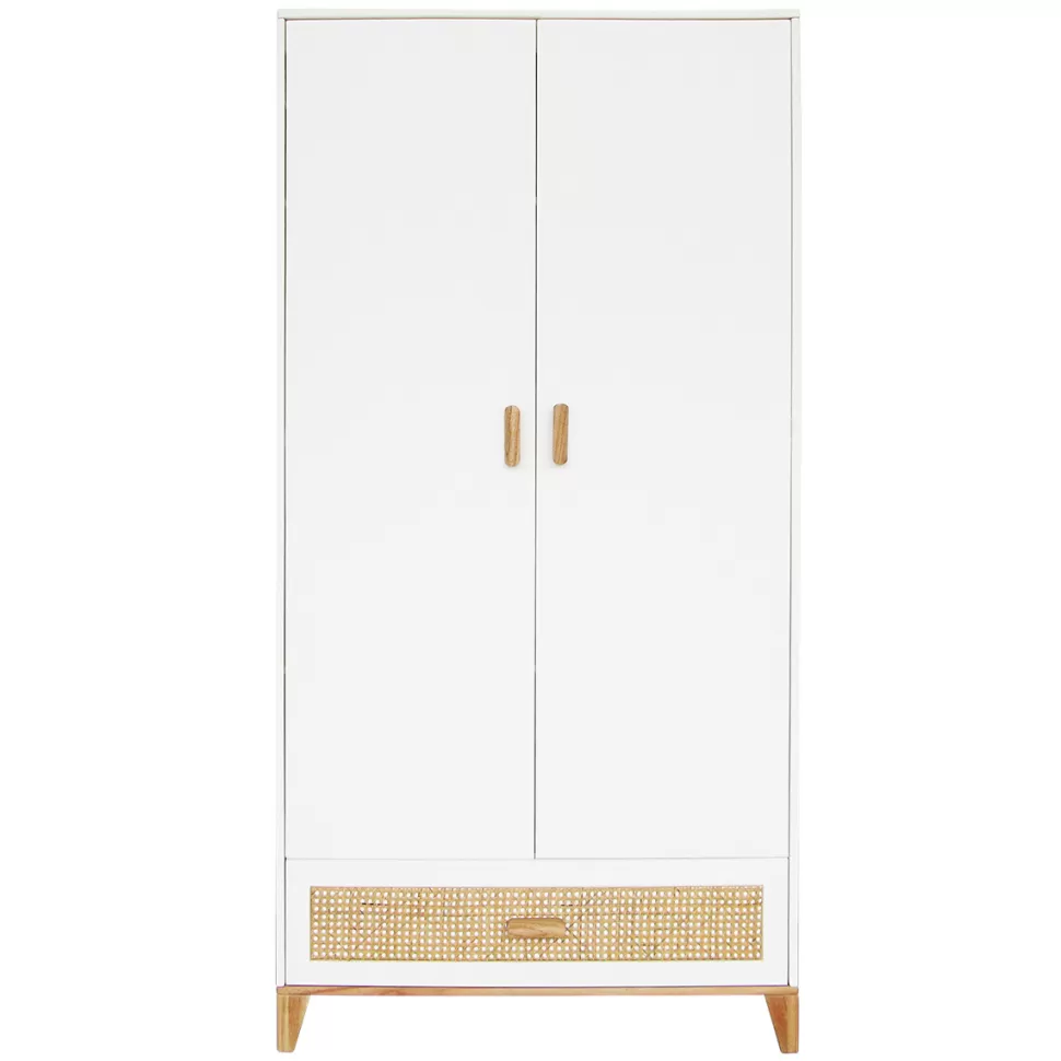 Théo Meuble Bébé>Armoire 2 Portes en Rotin Nami - Neige