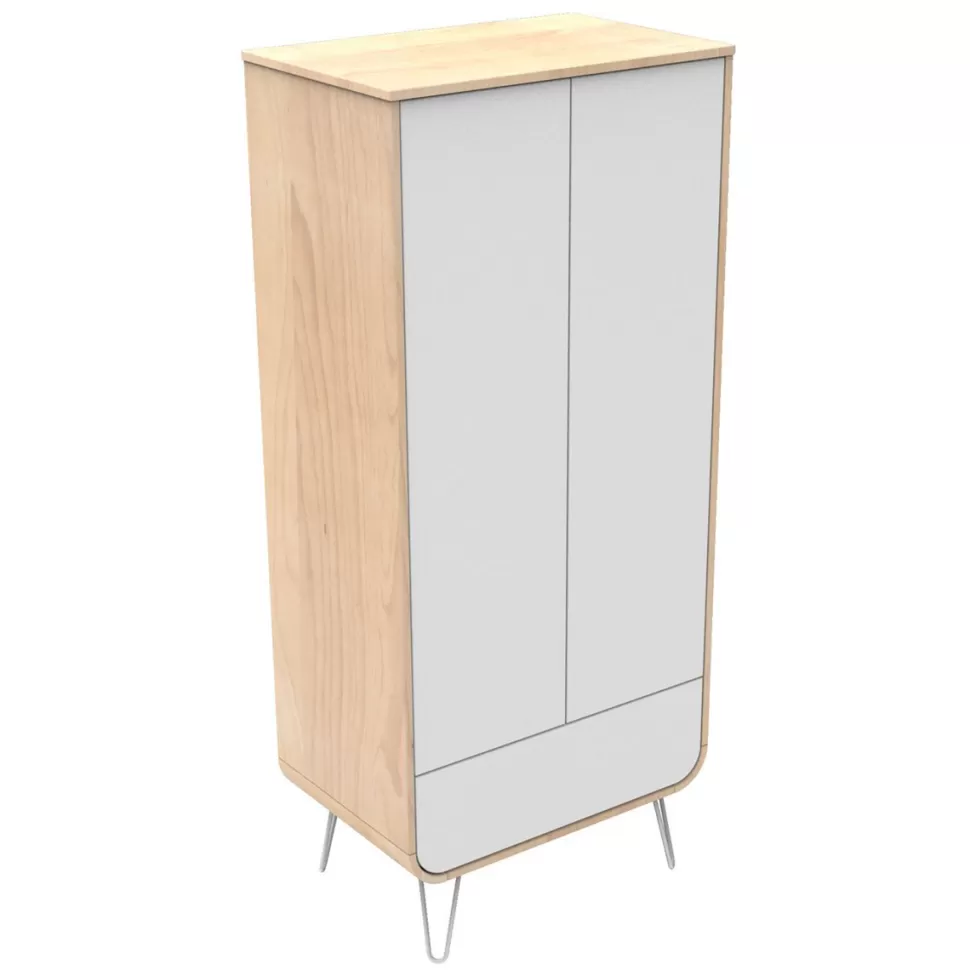 Sauthon Original Meuble Bébé>Armoire 2 Portes Galopin Bambin - Bois et Blanc - Pieds Fils