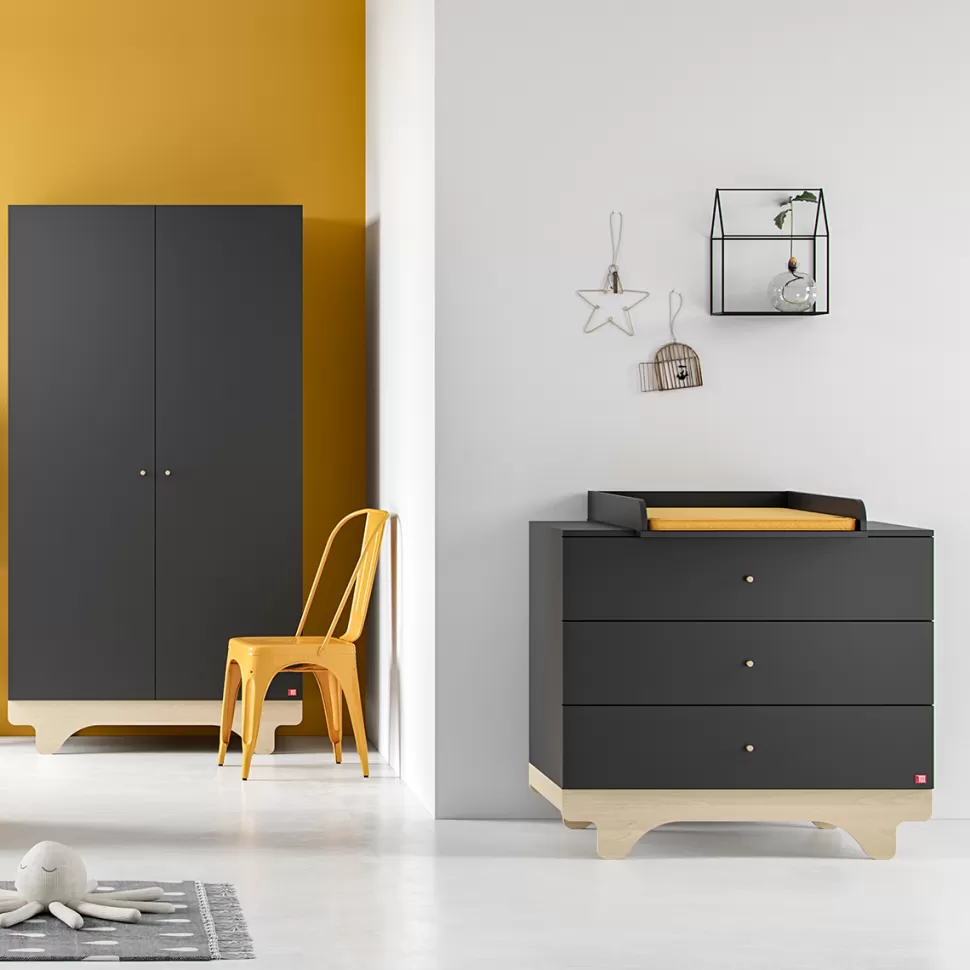 Vox Meubles Meuble Bébé>Armoire 2 Portes Playwood - Graphite et Bois