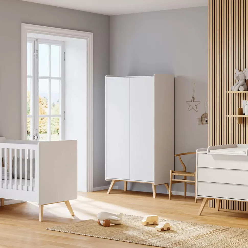 Vox Meubles Meuble Bébé>Armoire 2 Portes Vintage - Blanc et Chêne