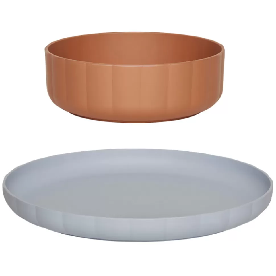 OYOY Repas>Assiette et Bol Pullo - Caramel & Ice Blue