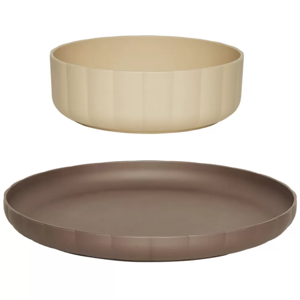 OYOY Repas>Assiette et Bol Pullo - Taupe & Vanilla
