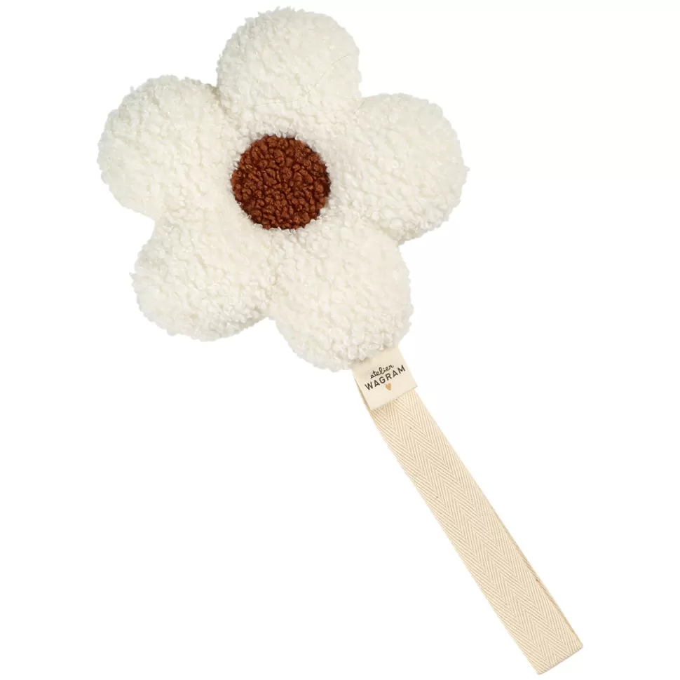 Atelier Wagram Succion>Attache Tétine Hochet Fleur Moumoute - Ecru et Marron