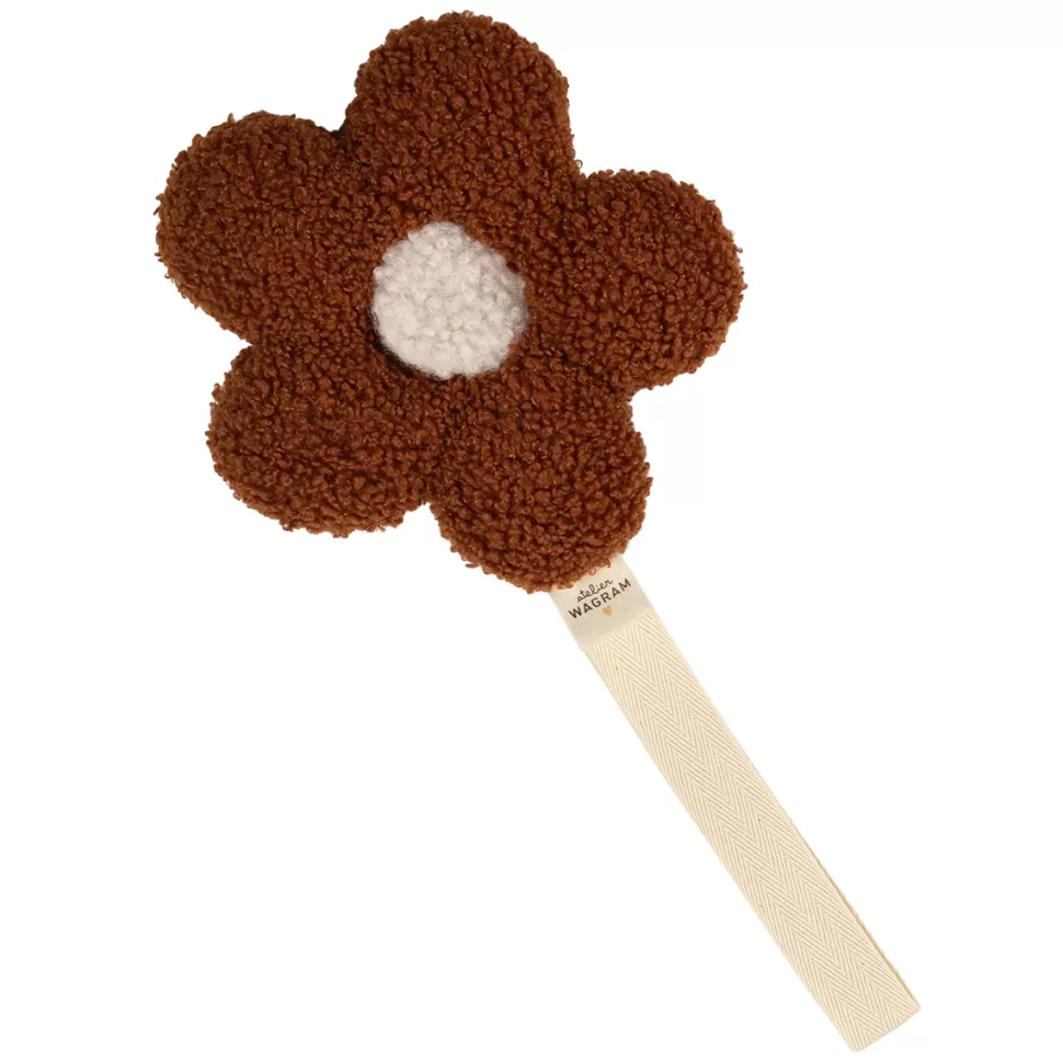 Atelier Wagram Succion>Attache Tétine Hochet Fleur Moumoute - Marron et Ecru