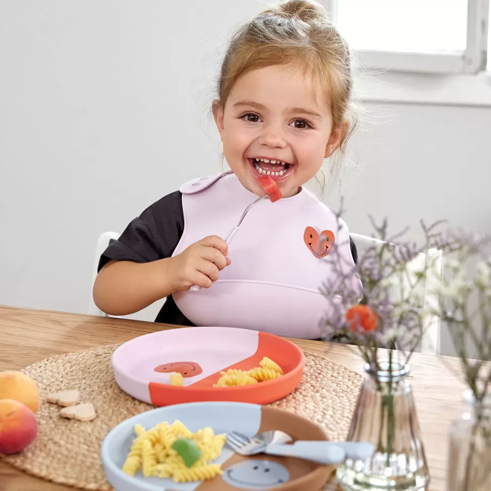 LÄSSIG Bavoir | Repas>Bavoir en Silicone Happy Rascals - Coeur