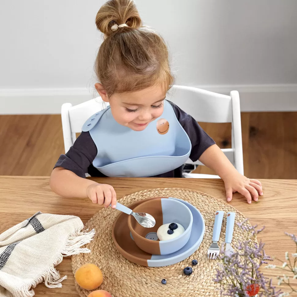 LÄSSIG Bavoir | Repas>Bavoir en Silicone Happy Rascals - Smile