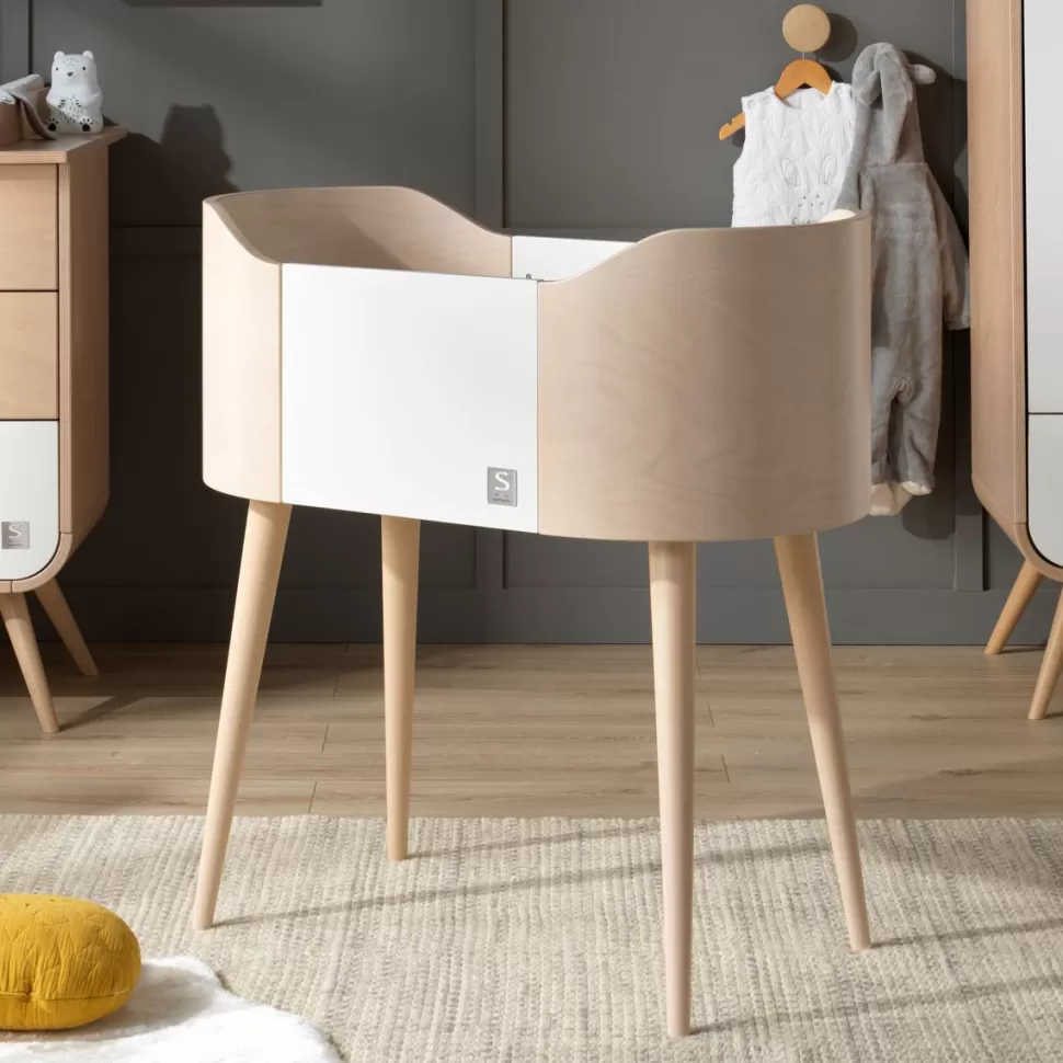 Sauthon Original Meuble Bébé>Berceau Galopin - Bois et Blanc - Pieds Bois
