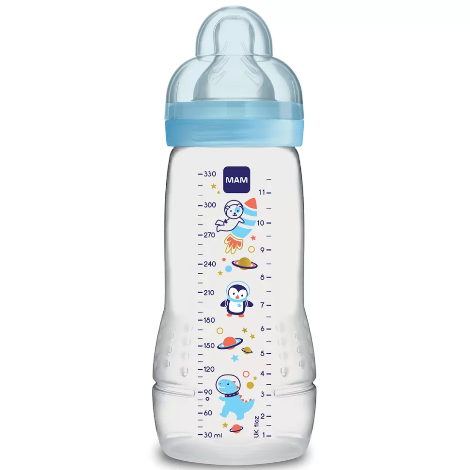 MAM Biberonnerie>Biberon Easy Active 2ème Âge Bleu - 330 ml