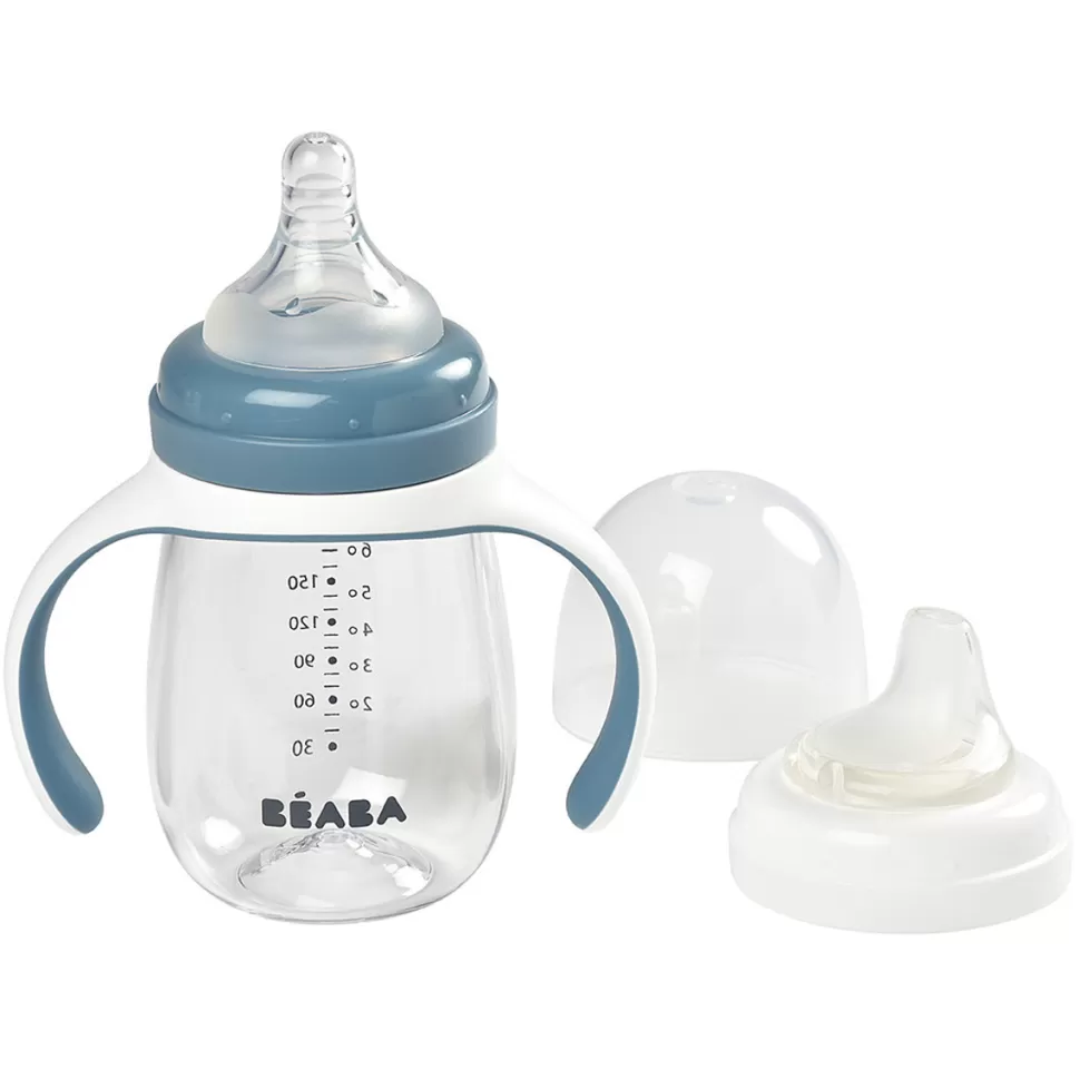 BÉABA Biberonnerie>Biberon 2-en-1 Windy Blue - 210 ml