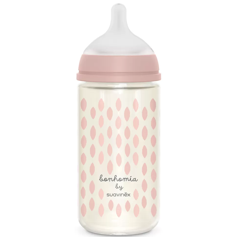 Suavinex Biberonnerie>Biberon Verre Tétine Symétrique SX Pro Bonhomia Rose - 240 ml