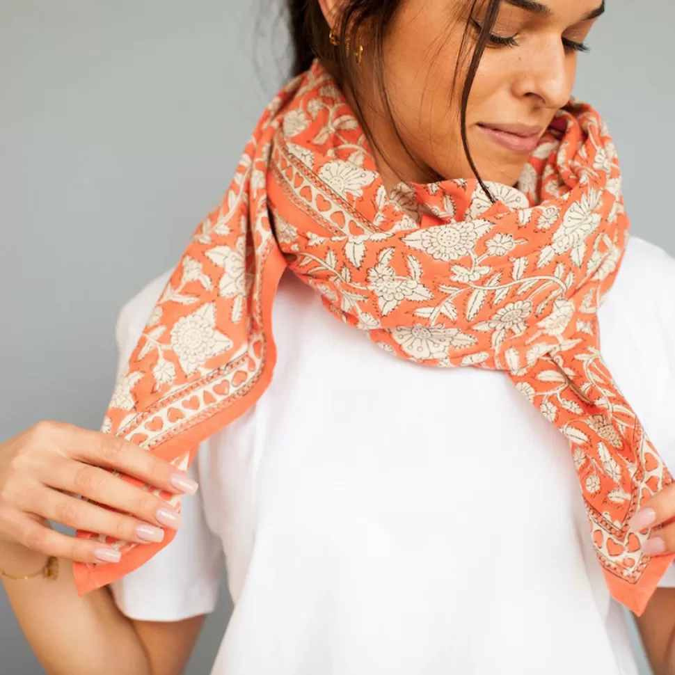 Apaches Parents>Big Foulard Latika Coeur - Papaya
