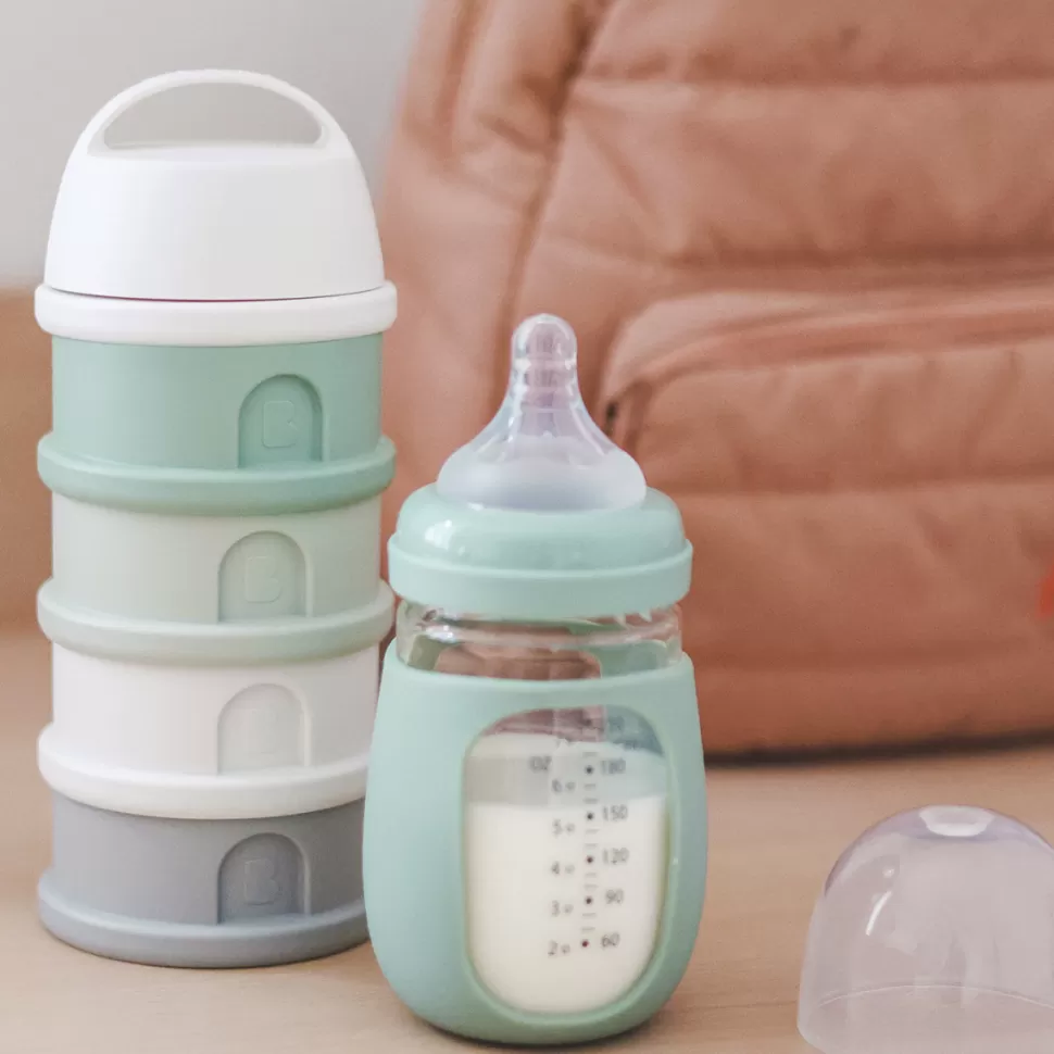 BÉABA Biberonnerie>Boite Doseuse Empilable - Cotton White & Sage Green