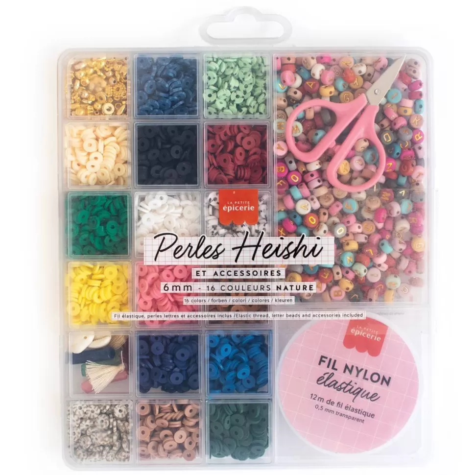 La Petite Epicerie Loisirs Créatifs>Boîte de 16 Couleurs de Perles Heishi - Nature