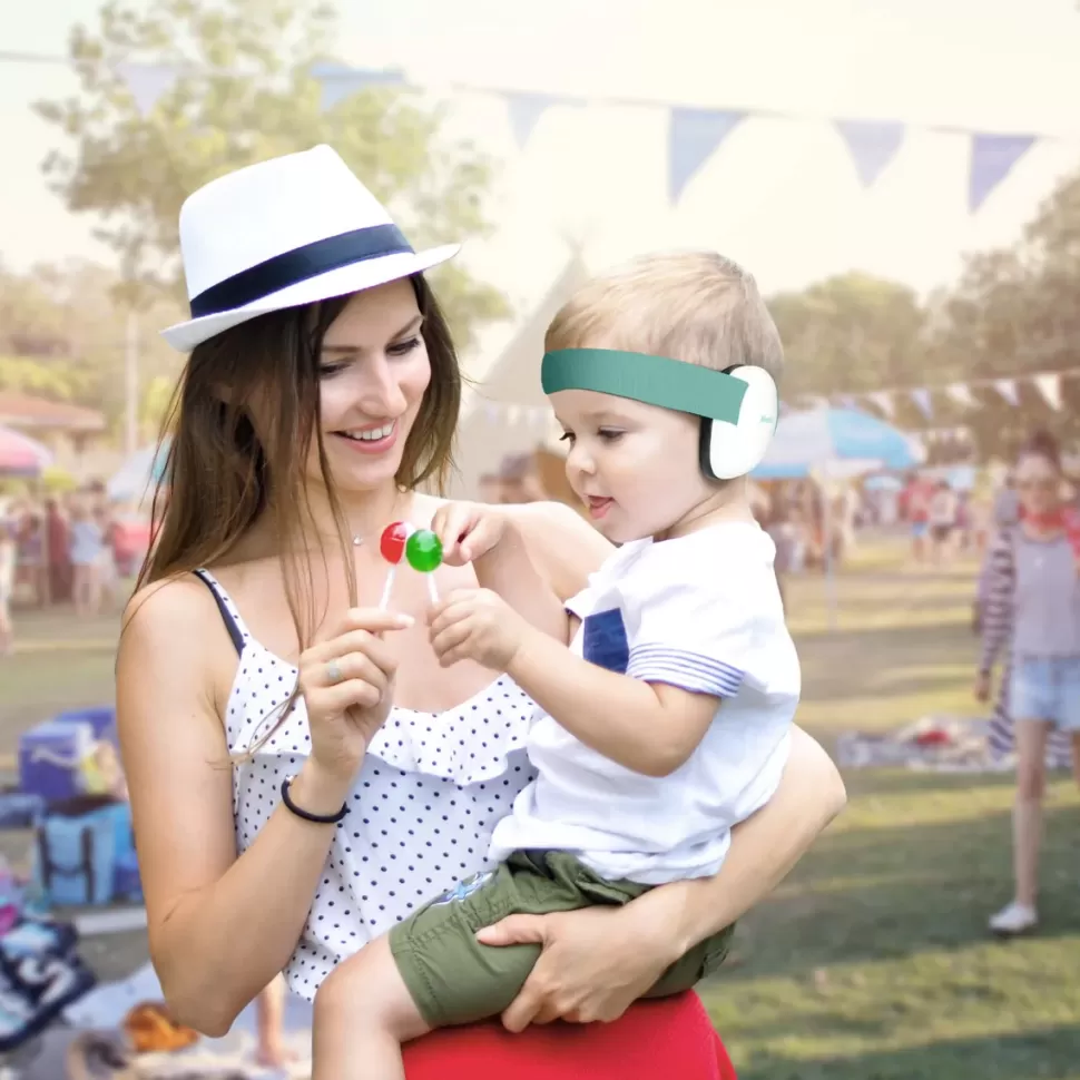 Alecto Accessoires Bébé | Sécurité Domestique>Casque Anti-bruit pour Bébés - Blanc et Vert Menthe