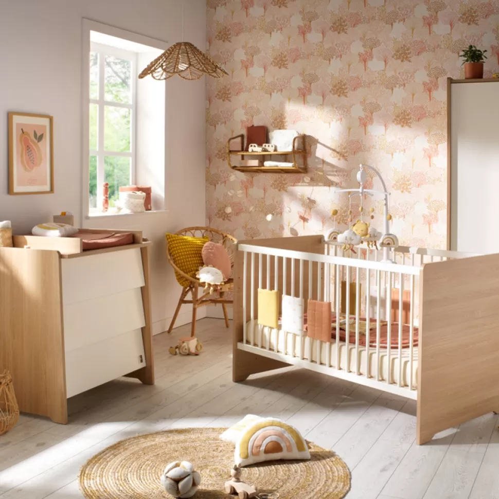 Sauthon Chambre Complète>Chambre Duo Vanille 70 x 140 cm - Chêne Miel et Meringue
