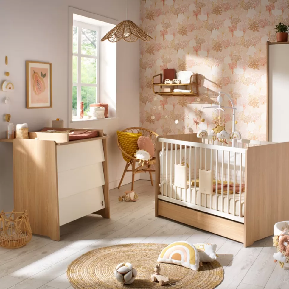 Sauthon Chambre Complète>Chambre Duo Vanille 60 x 120 cm - Chêne Miel et Meringue