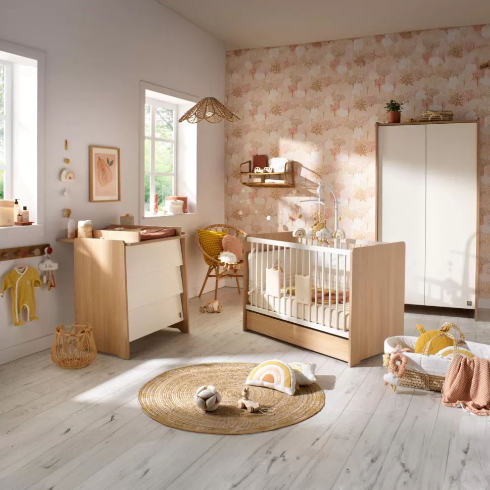 Sauthon Chambre Complète>Chambre Trio Vanille 60 x 120 cm - Chêne Miel et Meringue