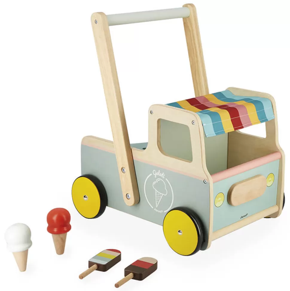 Janod Trotteur & Porteur>Chariot de Marche Marchand de Glaces
