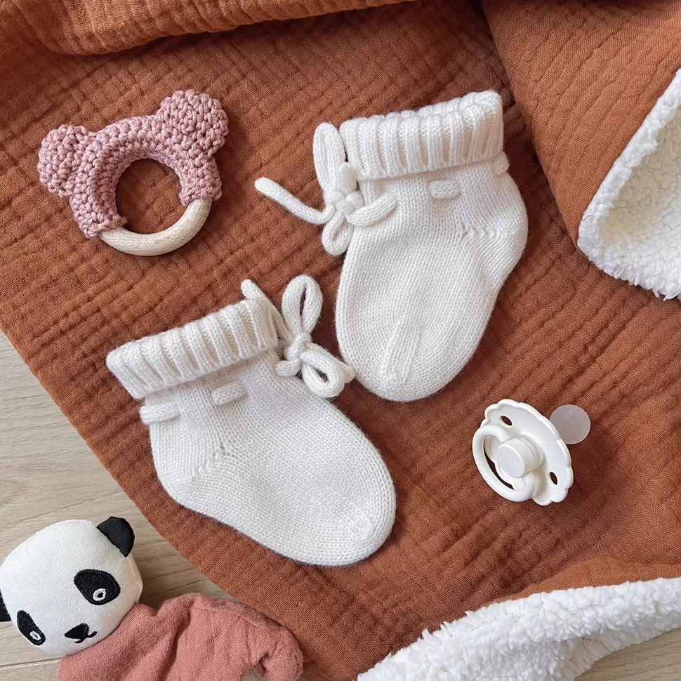 Atelier Wagram Chaussons>Chaussons Bébé Ecru Baby Love - 0/6 Mois