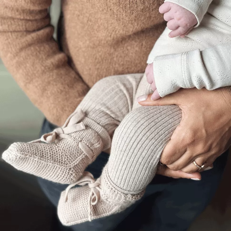 Bonjour Little Chaussons>Chaussons en Laine Mérinos Noisette - 0/3 Mois