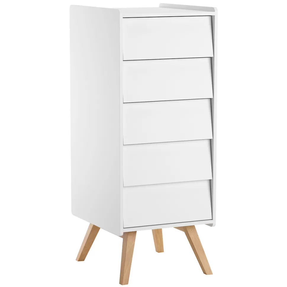 Vox Meubles Meuble Bébé>Chiffonnier Vintage - Blanc et Chêne