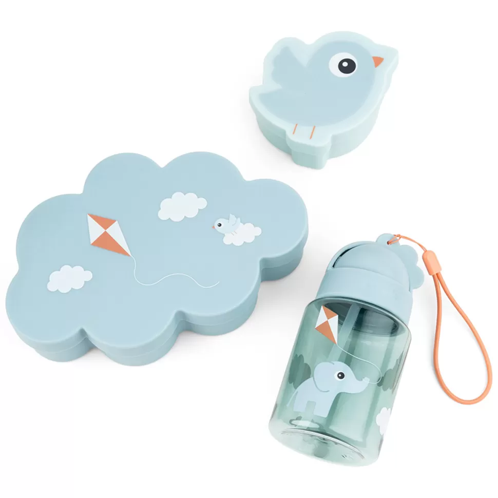 Done by Deer Repas>Coffret 3 Pièces Gourde et Boîtes à Goûter - Playground Bleu