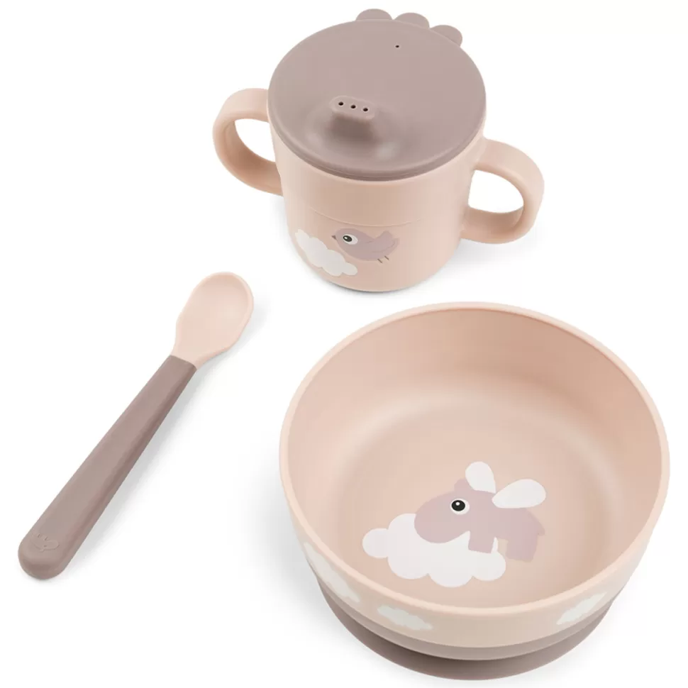 Done by Deer Repas>Coffret Premier Repas 3 Pièces Foodie - Happy Clouds Rose