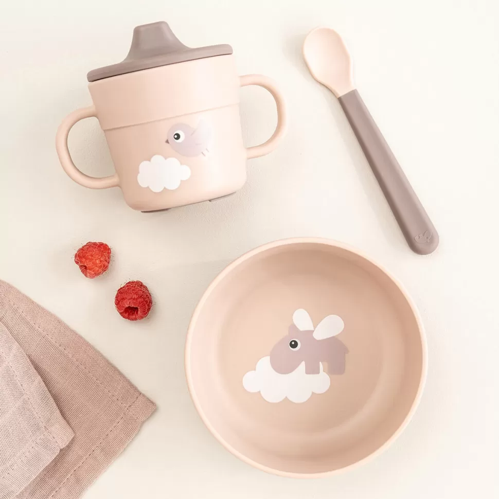 Done by Deer Repas>Coffret Premier Repas 3 Pièces Foodie - Happy Clouds Rose
