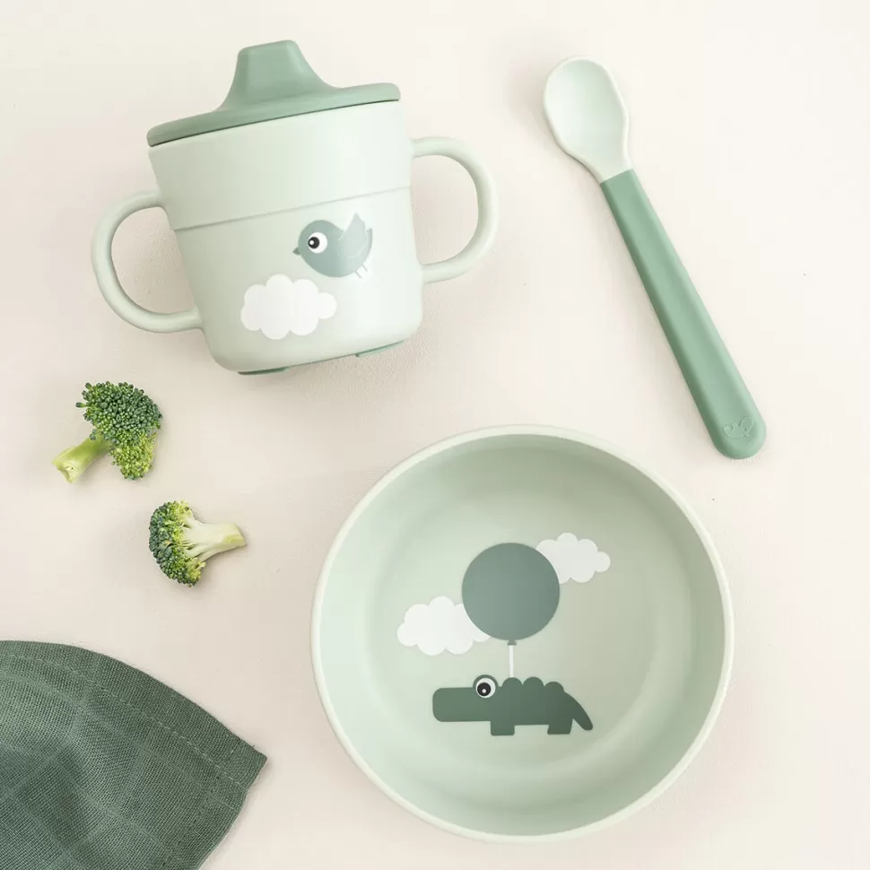 Done by Deer Repas>Coffret Premier Repas 3 Pièces Foodie - Happy Clouds Verts