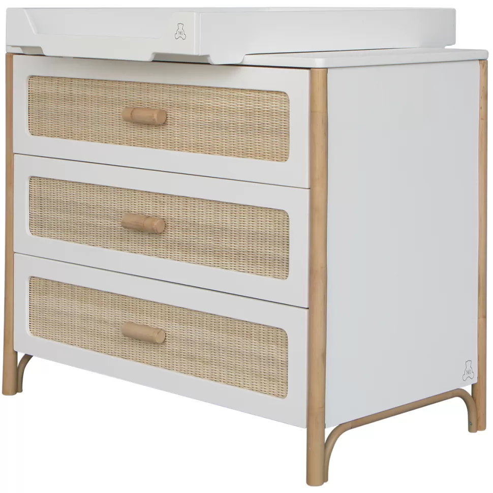 Théo Meuble Bébé>Commode en Rotin et Plan à Langer Océania - Neige