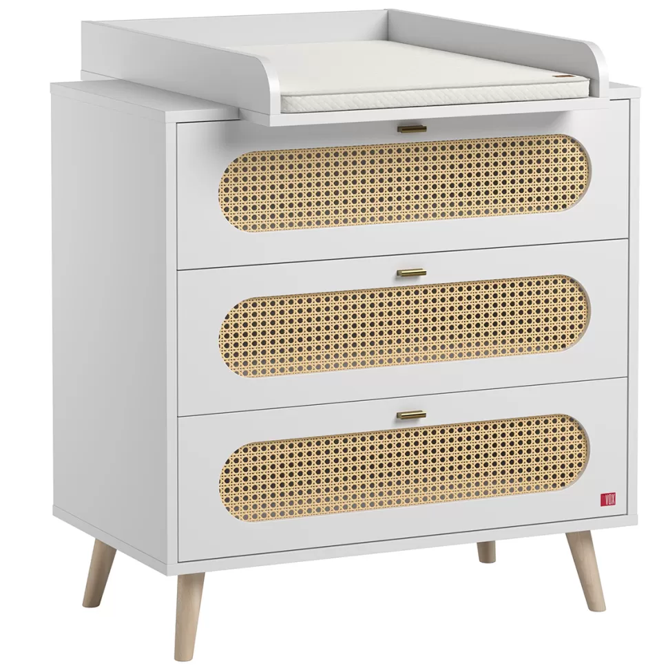 Vox Meubles Meuble Bébé>Commode et Plan à Langer Canne - Blanc