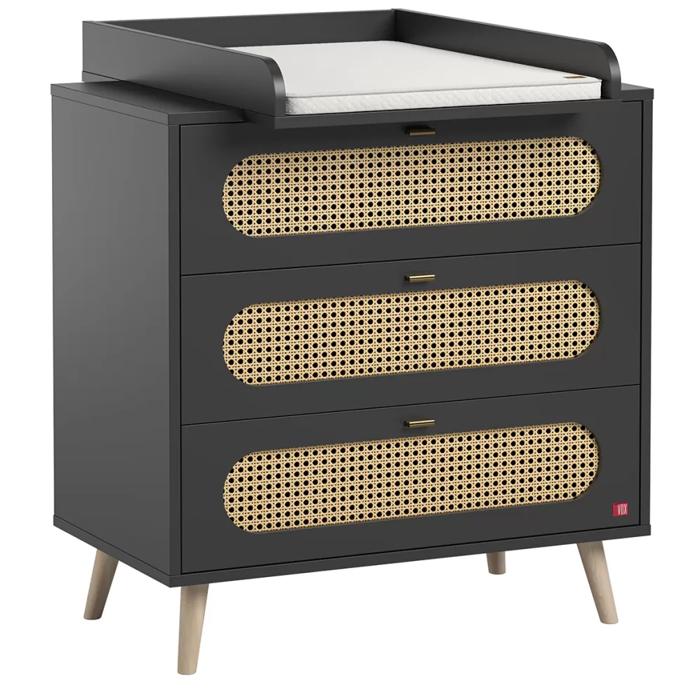 Vox Meubles Meuble Bébé>Commode et Plan à Langer Canne - Noir