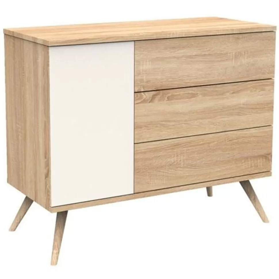 Sauthon Meuble Bébé>Commode et Plan à Langer Seventies - Chêne Doré et Vanille