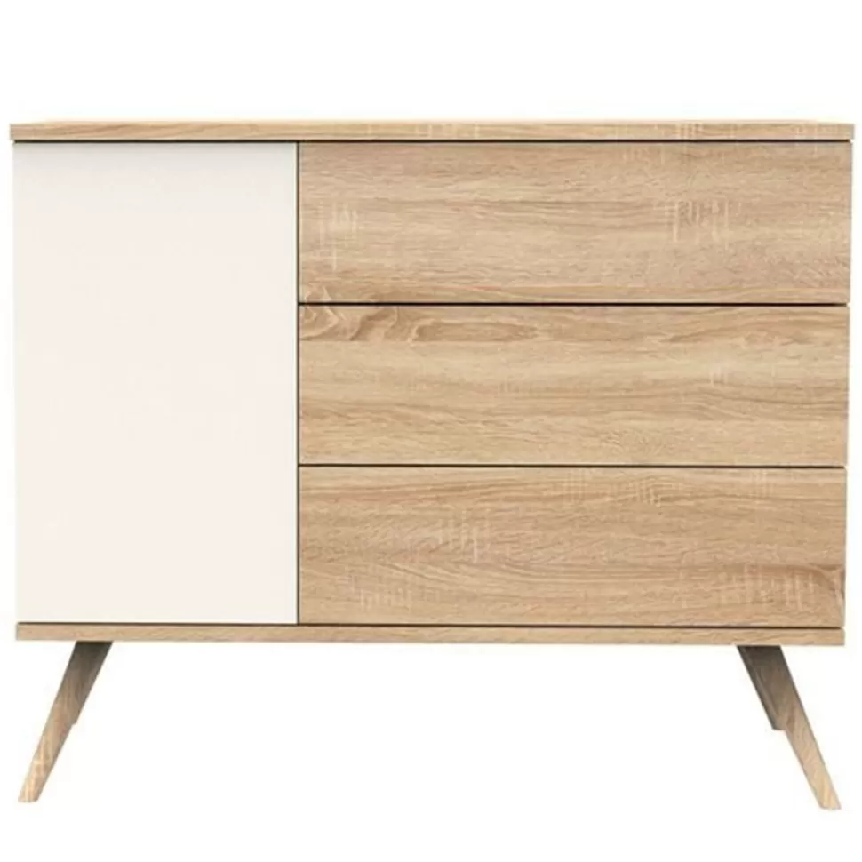 Sauthon Meuble Bébé>Commode et Plan à Langer Seventies - Chêne Doré et Vanille