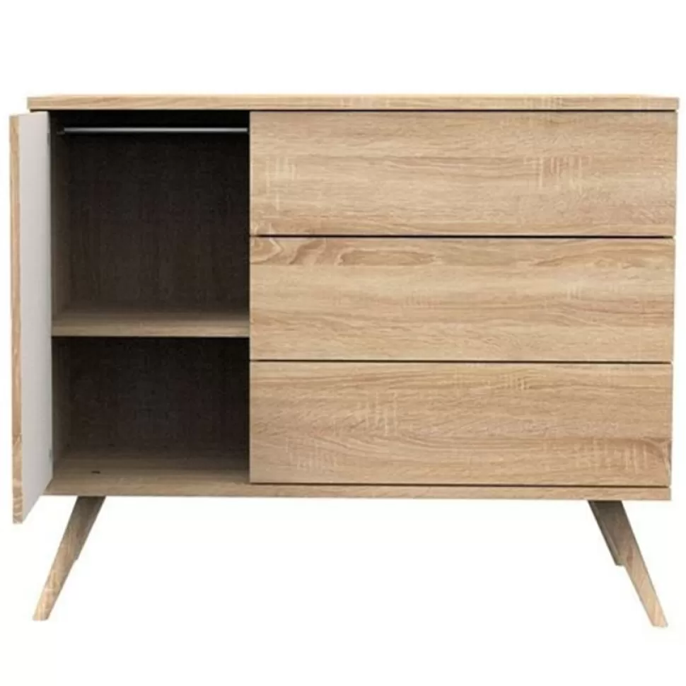 Sauthon Meuble Bébé>Commode et Plan à Langer Seventies - Chêne Doré et Vanille