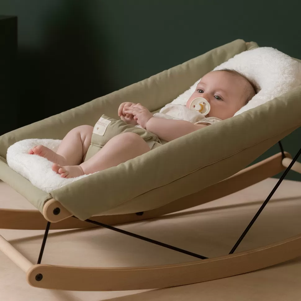 Nobodinoz Transat>Coussin de Transat pour Nouveau-né en Eponge de Coton Bio Growing Green - Naturel