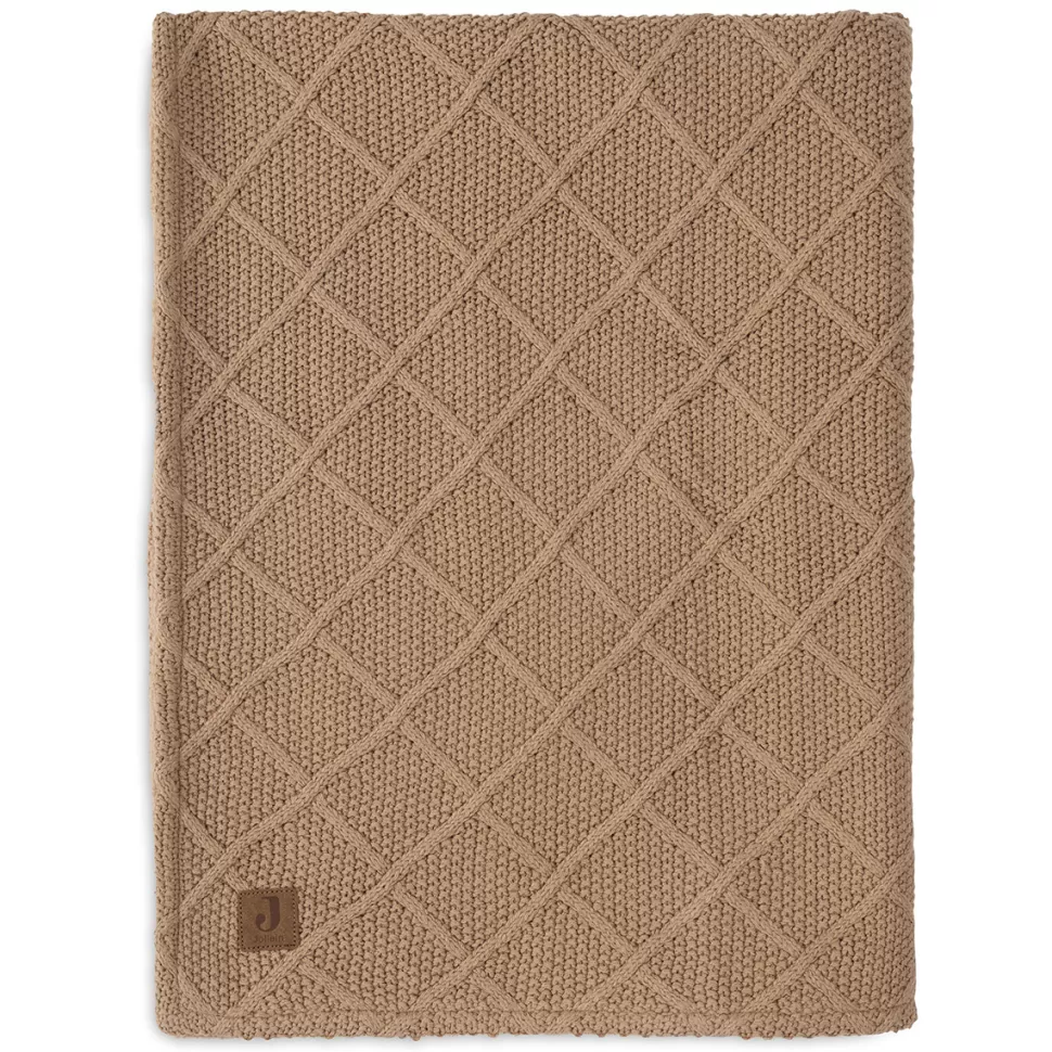 Jollein Literie Bébé>Couverture Berceau Check Knit - Biscuit Teddy Fleece