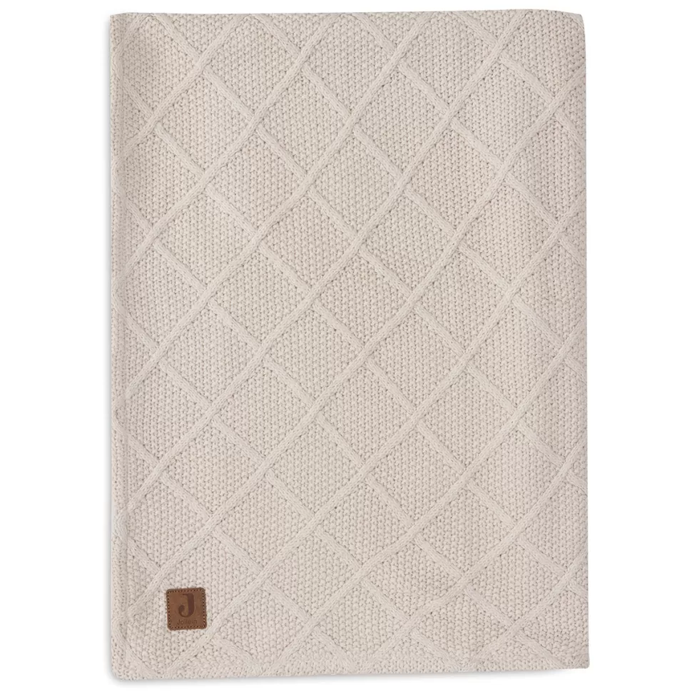 Jollein Literie Bébé>Couverture Berceau Check Knit - Oatmeal Teddy Fleece