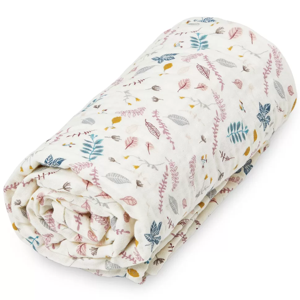 Camcam Copenhagen Literie Bébé>Couverture Légère - Pressed Leaves Rose