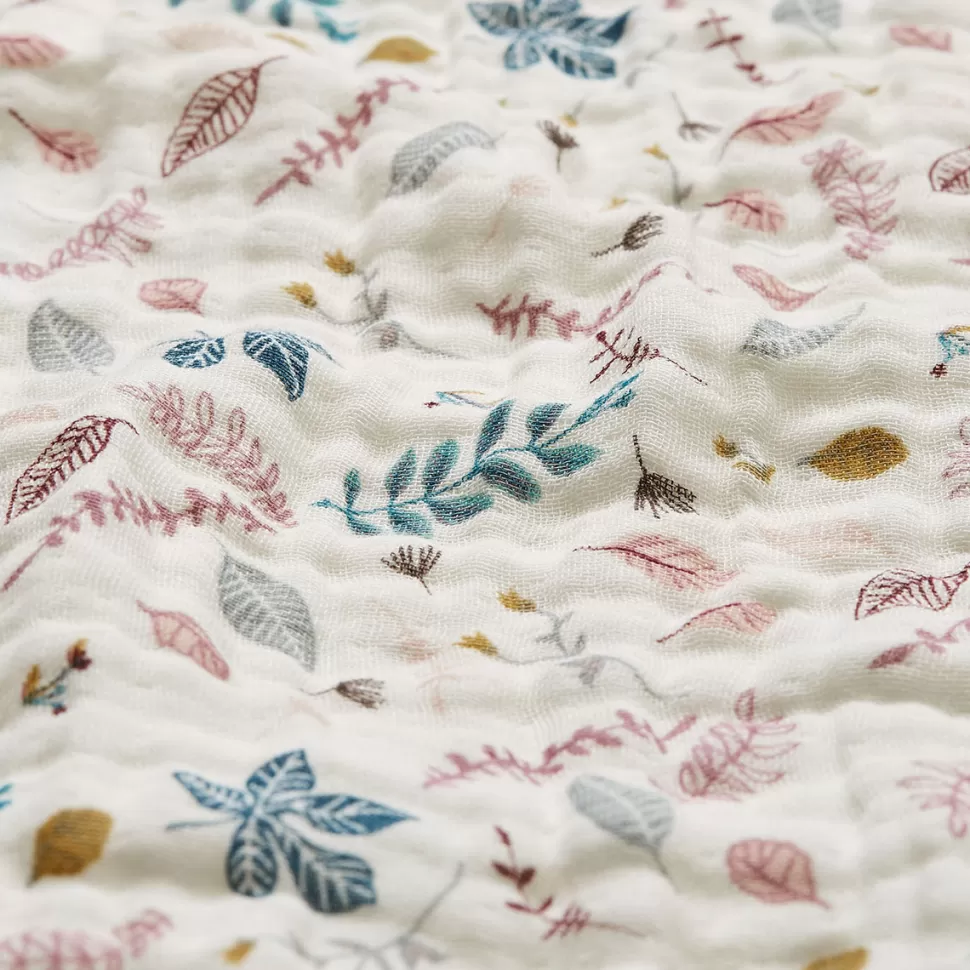 Camcam Copenhagen Literie Bébé>Couverture Légère - Pressed Leaves Rose